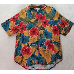 Separate Issue Shirt Womens Large Multi Hawaiian Short Sleeve Collar Button Down